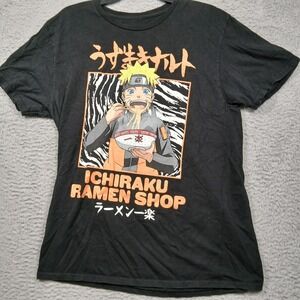 Naruto Shippuden Shirt Mens Large Black‎ Ichiraku Ramen Shop Anime Tee Graphic